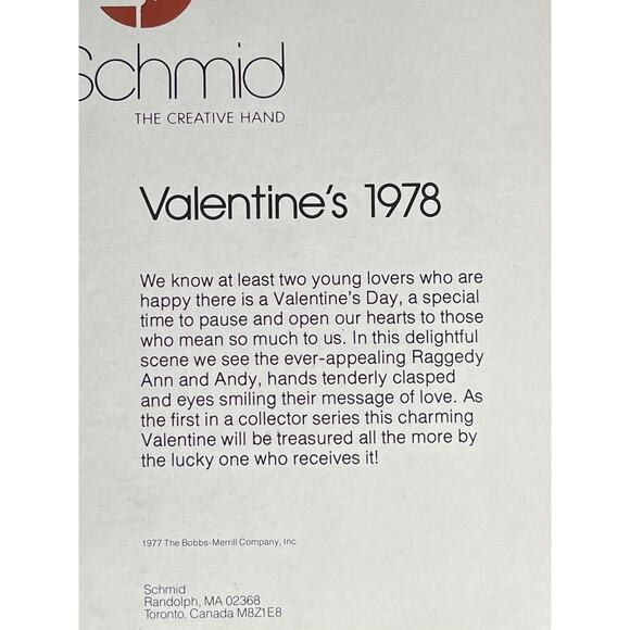 Vintage Raggedy Ann & Andy Valentines 1978 SCHMID Porcelain Collector's Plate! - Picture 5 of 7